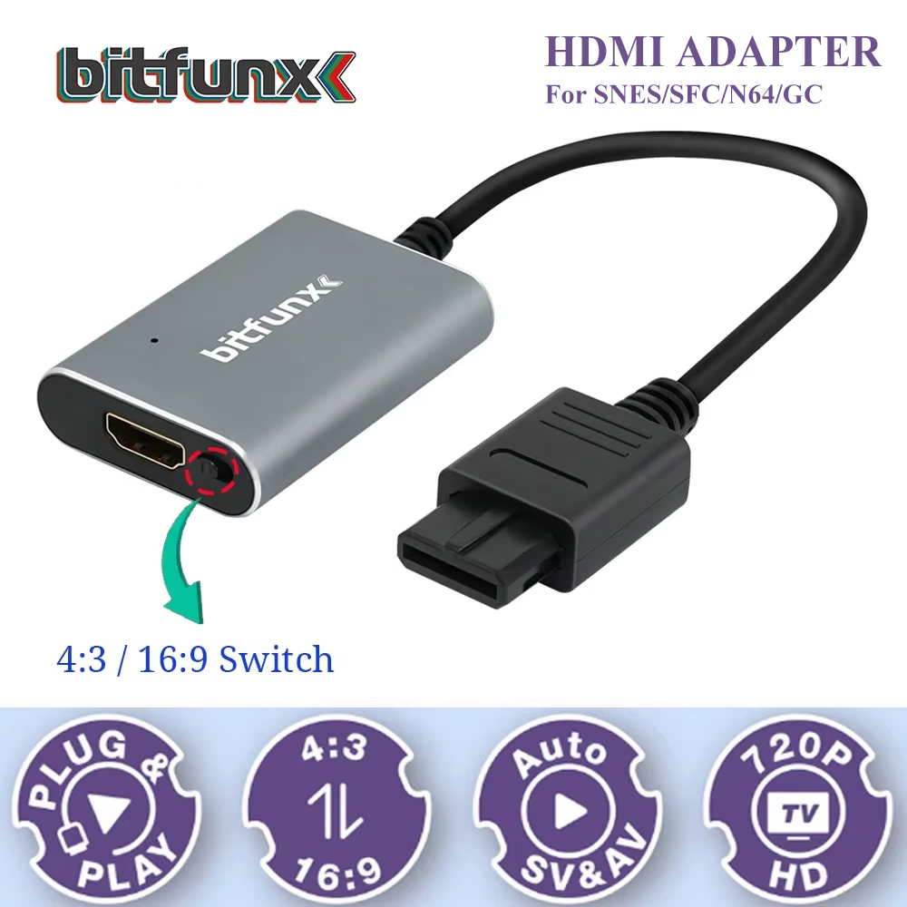 Retro Gaming Kiosk - Bitfunx 720P Adattatore Svideo/AV a HDMI,