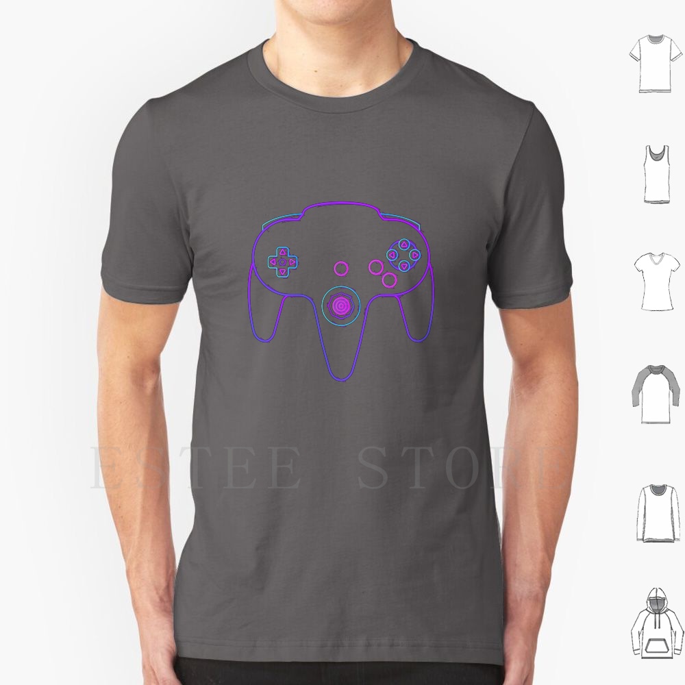 Retro Gaming N64 - Neon Controller N64 T Shirt Uomo